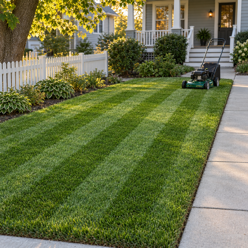 lawn mowing service on a Providence lawn
